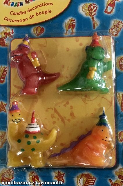 Dortové svíčky - dinosauři - sada 4ks