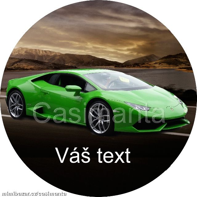 Dortová oplatka Lamborghini zelené - kruh 200 mm