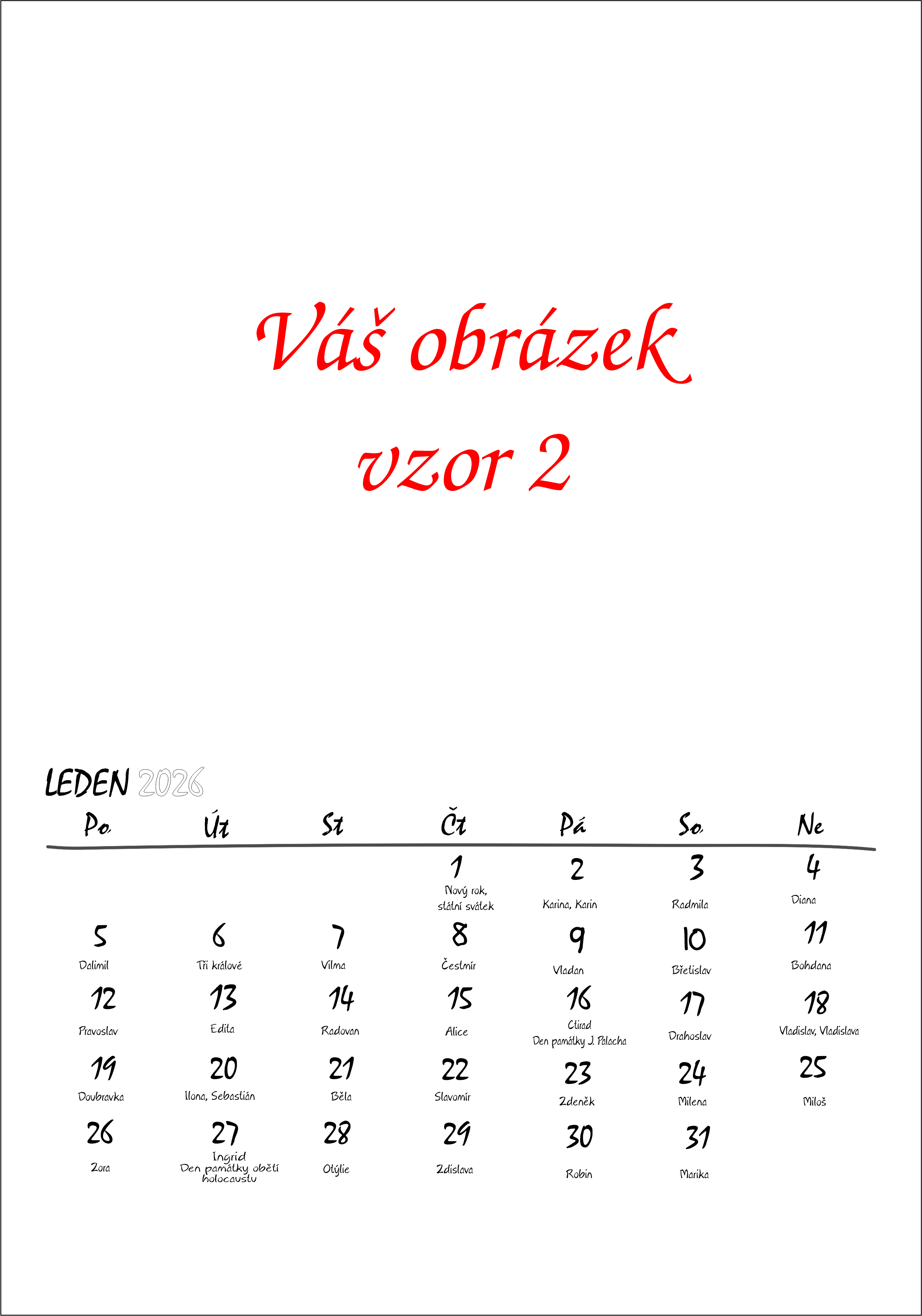 Kalendáře se jmény 2026 k dalšímu dotvoření vzor_ 2